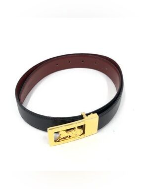 Vintage Celine Carriage 
Black Leather Belt 
Gold Buckle